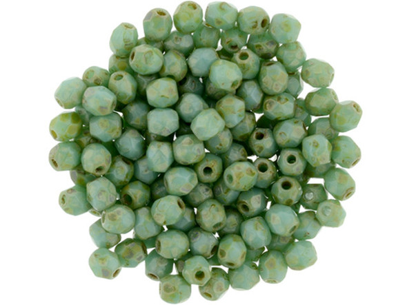 Fire-Polish 3mm : Turquoise - Picasso (50pcs)