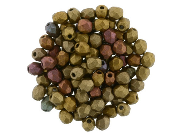 Fire-Polish 3mm : Matte - Metallic Gold Copper Iris (50pcs)