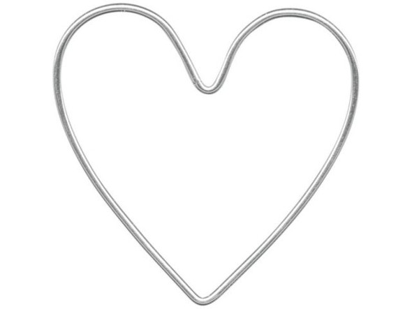 Sterling Silver Jewelry Link, Heart, 33mm (Each)