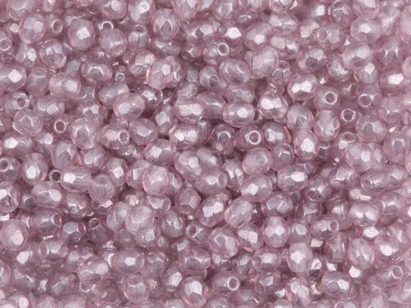 Fire-Polish 3mm : Luster - Med Amethyst (50pcs)