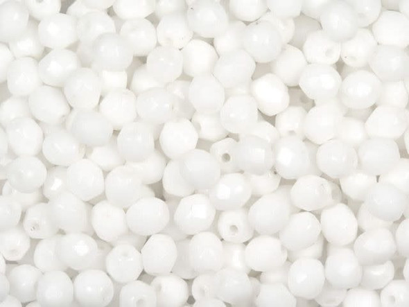 Fire-Polish 4mm : Opaque White (50pcs)