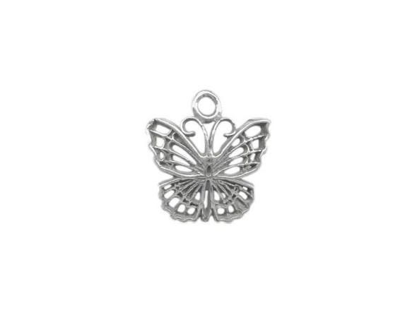 Sterling Silver Butterfly Charm, 11x10x2mm (Each)