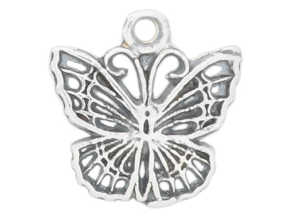 Sterling Silver Butterfly Charm, 11x10x2mm (Each)