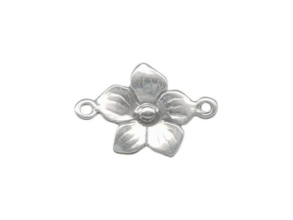 Sterling Silver Flower Charm, 11x17x2mm (Each)