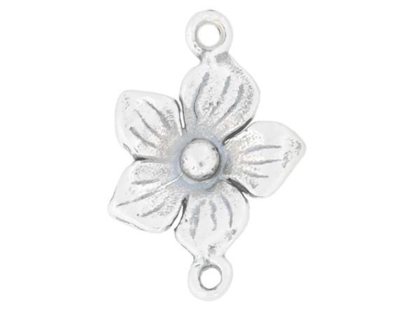 Sterling Silver Flower Charm, 11x17x2mm (Each)