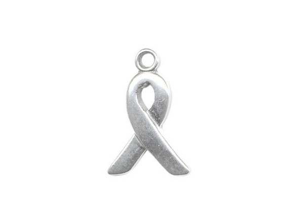 Sterling Silver Awareness Ribbon Charm, 15x9.5x1mm (each)