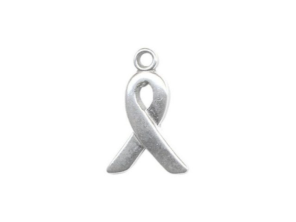 Sterling Silver Awareness Ribbon Charm, 15x9.5x1mm (Each)