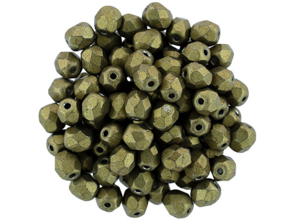 Fire-Polish 4mm : ColorTrends: Saturated Metallic Golden Lime (50pcs)
