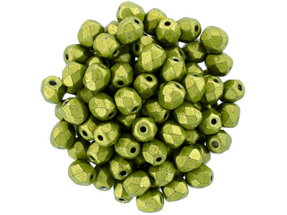 Fire-Polish 4mm : ColorTrends: Saturated Metallic Lime Punch (50pcs)