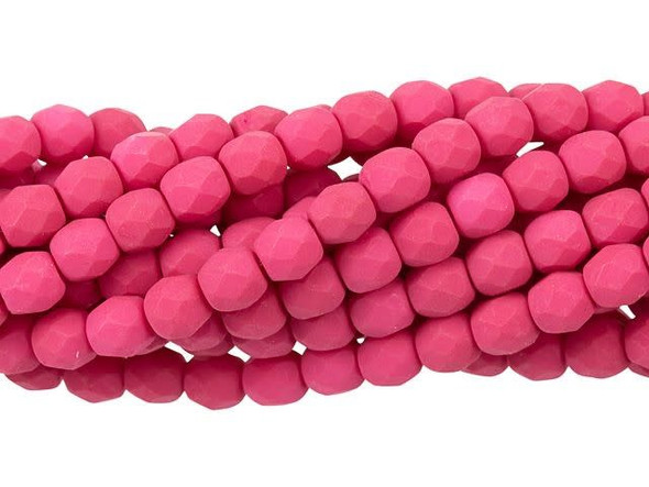 Fire-Polish 4mm : Saturated Fuchsia (50pcs)