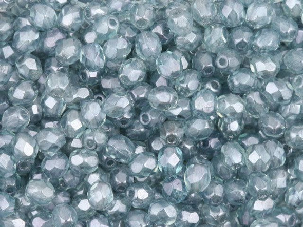 Fire-Polish 4mm : Luster - Transparent Blue (50pcs)