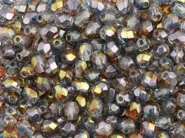 Fire-Polish 4mm : Luster - Amethyst/Blue/Crystal (50pcs)