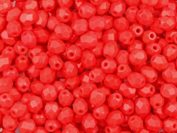Fire-Polish 4mm : Opaque Red (50pcs)