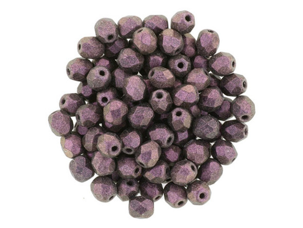 Fire-Polish 4mm : Polychrome - Pink Olive (50pcs)