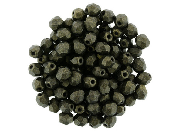 Fire-Polish 4mm : Metallic Suede - Dk Green (50pcs)