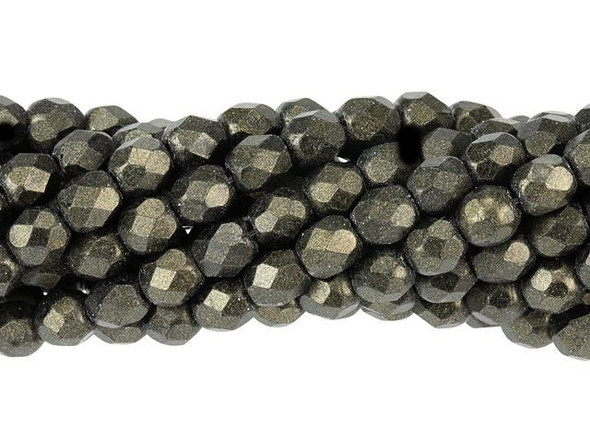 Make your jewelry designs come alive with these stunning Czech Glass Metallic Suede Dark Green Fire-Polish Beads by Starman. The diamond-shaped facets cut into these 4mm round beads create a mesmerizing texture and shine that will elevate any piece of jewelry. Use them as spacers to add depth and dimension, or make a statement by incorporating them into earrings for a splash of vibrant color. From multi-strand bracelets to intricate bead embroidery, these versatile beads are a must-have for any DIY jewelry enthusiast. Let your creativity shine with this beautiful strand of beads from Starman.