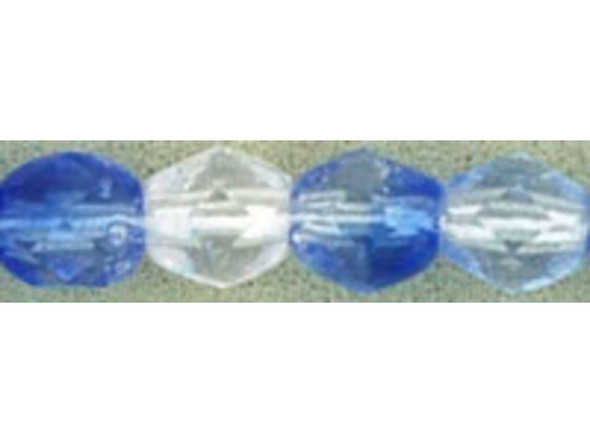 Fire-Polish 4mm : HurriCane Glass - Crystal/Cobalt/Sapphire (50pcs)