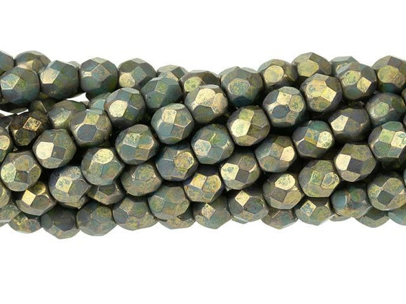 Fire-Polish 4mm : Turquoise - Copper Picasso (50pcs)