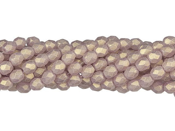 Fire-Polish 4mm : Sueded Gold Med Amethyst (50pcs)