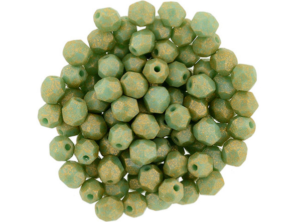 Fire-Polish 4mm : Turquoise Antique Shimmer (50pcs)