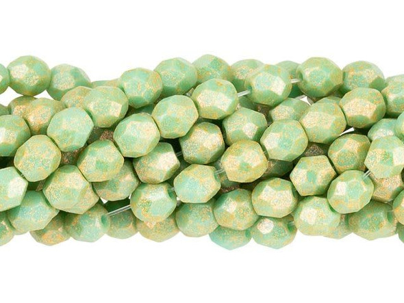 Fire-Polish 4mm : Turquoise Antique Shimmer (50pcs)