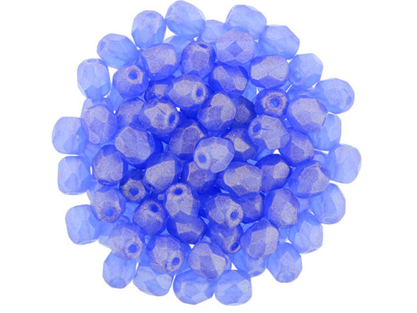 Fire-Polish 4mm : Sueded Gold Sapphire (50pcs)