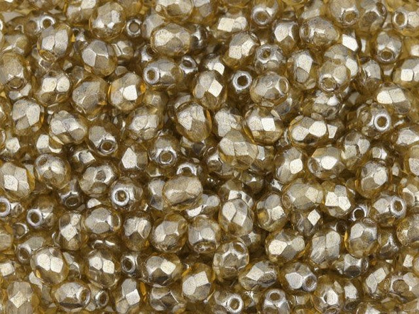 Fire-Polish 4mm : Luster - Smoky Topaz (50pcs)