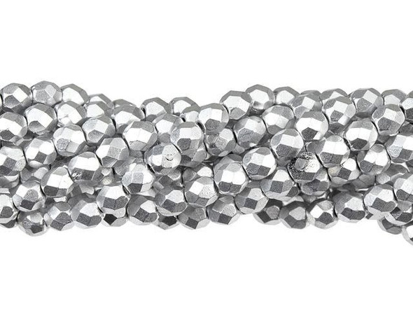 Fire-Polish 4mm : Matte - Metallic Silver (50pcs)