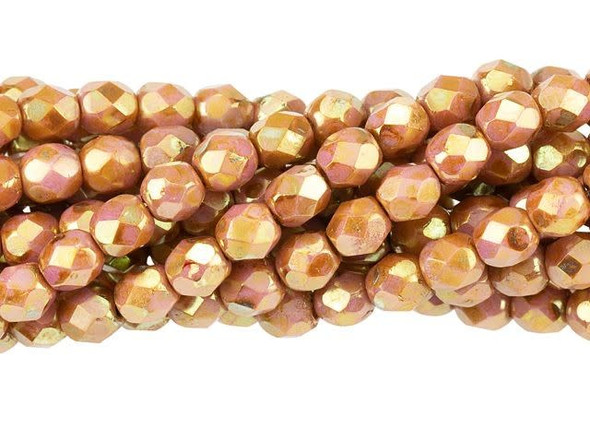 Fire-Polish 4mm : Luster - Opaque Rose/Gold Topaz (50pcs)