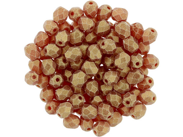 Fire-Polish 4mm : Sueded Gold Ruby (50pcs)