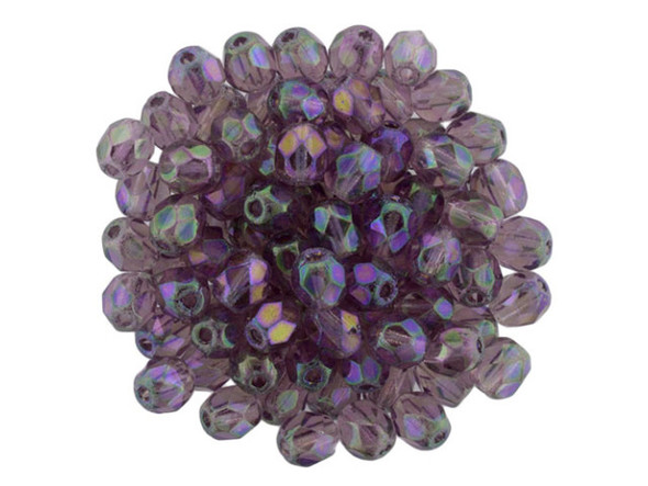 Fire-Polish 4mm : Luster Iris - Amethyst (50pcs)