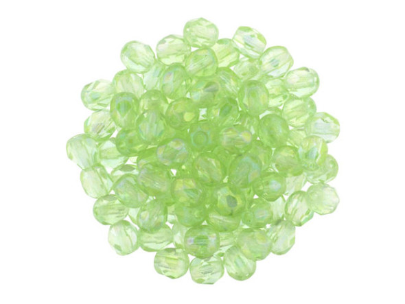 Fire-Polish 4mm : Luster Iris - Peridot (50pcs)