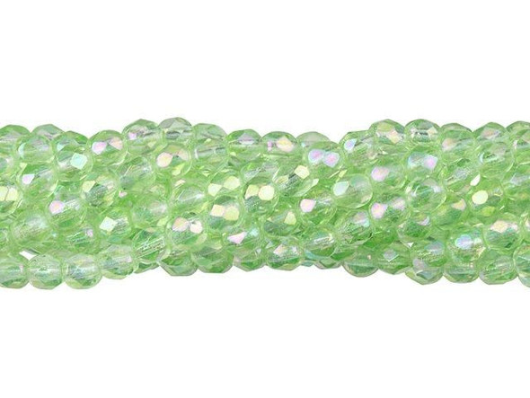 Fire-Polish 4mm : Luster Iris - Peridot (50pcs)