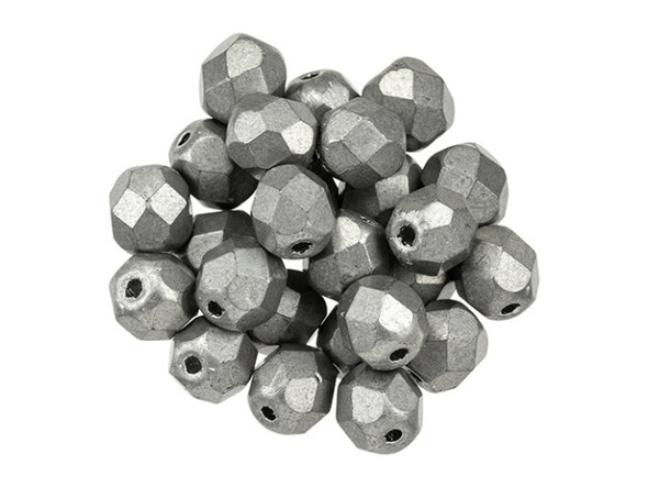 Fire-Polish 6mm : ColorTrends: Saturated Metallic Frost Gray (25pcs)