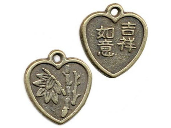 Antiqued Bronze Plated Charm, Asian, Good Luck (Each)