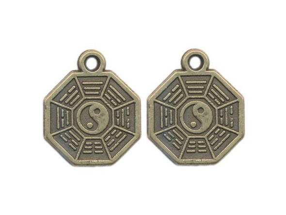 Antiqued Bronze Plated Charm, Asian, Ba Gua (Each)