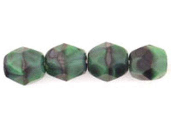 Fire-Polish 6mm : Green w/Black (25pcs)