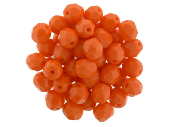 Fire-Polish 6mm : Opaque Bright Orange (25pcs)