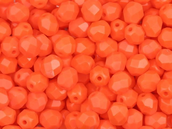 Fire-Polish 6mm : Opaque Bright Orange (25pcs)