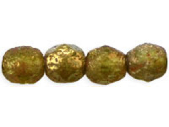 Fire-Polish 6mm : Olivine - Stone Copper Picasso (25pcs)