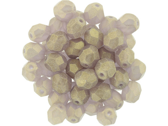 Fire-Polish 6mm : Sueded Gold Med Amethyst (25pcs)