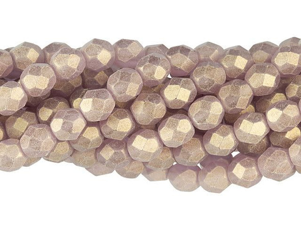 Fire-Polish 6mm : Sueded Gold Med Amethyst (25pcs)