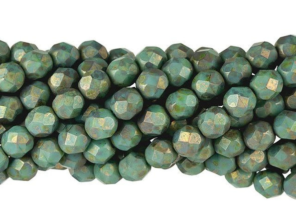 Fire-Polish 6mm : Turquoise - Copper Picasso (25pcs)