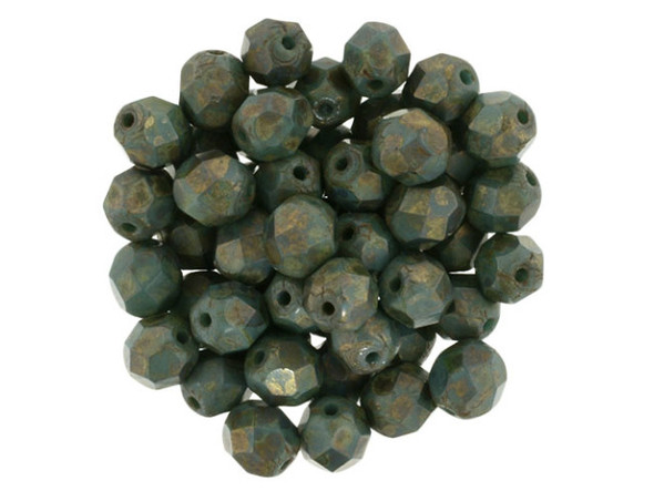 Fire-Polish 6mm : Persian Turquoise - Copper Picasso (25pcs)
