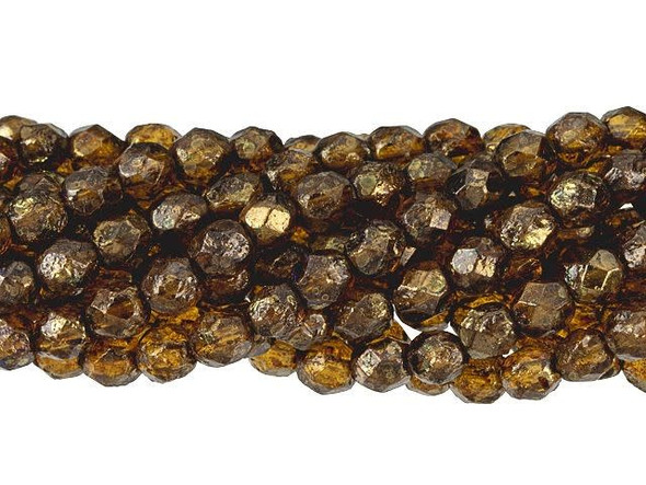 Fire-Polish 6mm : Topaz - Stone Copper Picasso (25pcs)