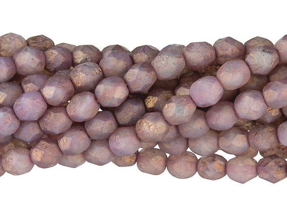 Fire-Polish 6mm : Stone Patina - Milky Peridot/Pink (25pcs)