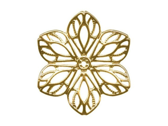 22mm Brass Filigree, Flower (12 Pieces)