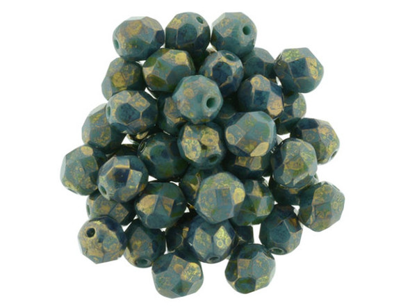 Fire-Polish 6mm : Persian Turquoise - Bronze Picasso (25pcs)