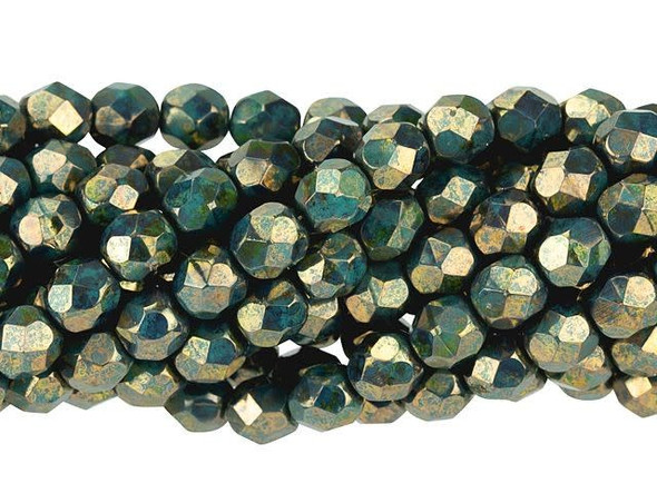 Fire-Polish 6mm : Persian Turquoise - Bronze Picasso (25pcs)