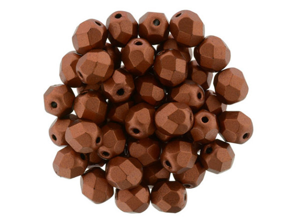 Fire-Polish 6mm : Matte - Metallic Antique Copper (25pcs)